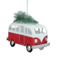 thumbnail image 1 of 4.5" Red and White Retro Style Bus with Christmas Tree Hanging Ornament, 1 of 2