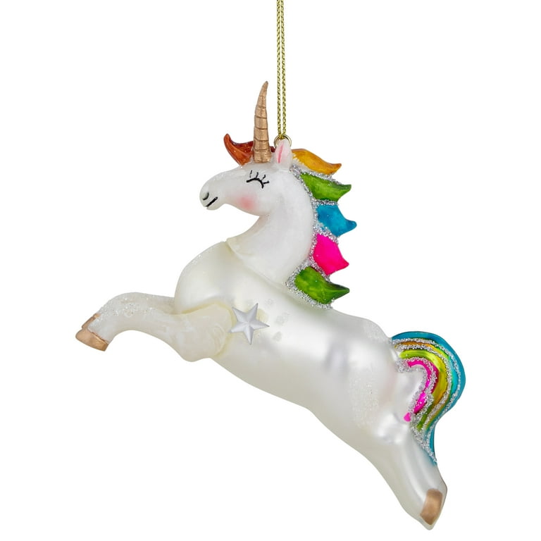 Rainbow Unicorn Glass Ornament