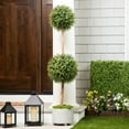 thumbnail image 1 of Northlight 4.6’ Unlit Artificial Potted Two-Tone Boxwood Double Ball Topiary Tree, 1 of 8