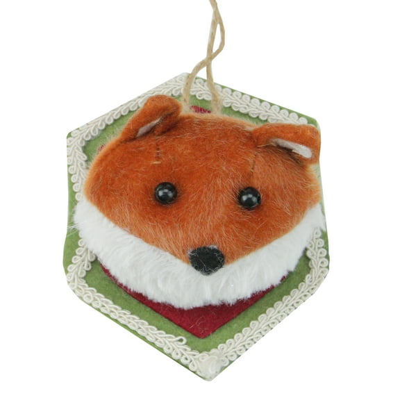 Northlight 4.75" Brown and Cream Stuffed Fox Head Plaque Christmas Ornament