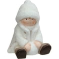 thumbnail image 1 of 4.75" Creamy White Sitting Boy with Snowball Christmas Table Top Figure, 1 of 2