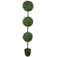 thumbnail image 1 of Northlight 4' Artificial Two-Tone Boxwood Triple Ball Topiary Tree with Round Pot, Unlit, 1 of 5