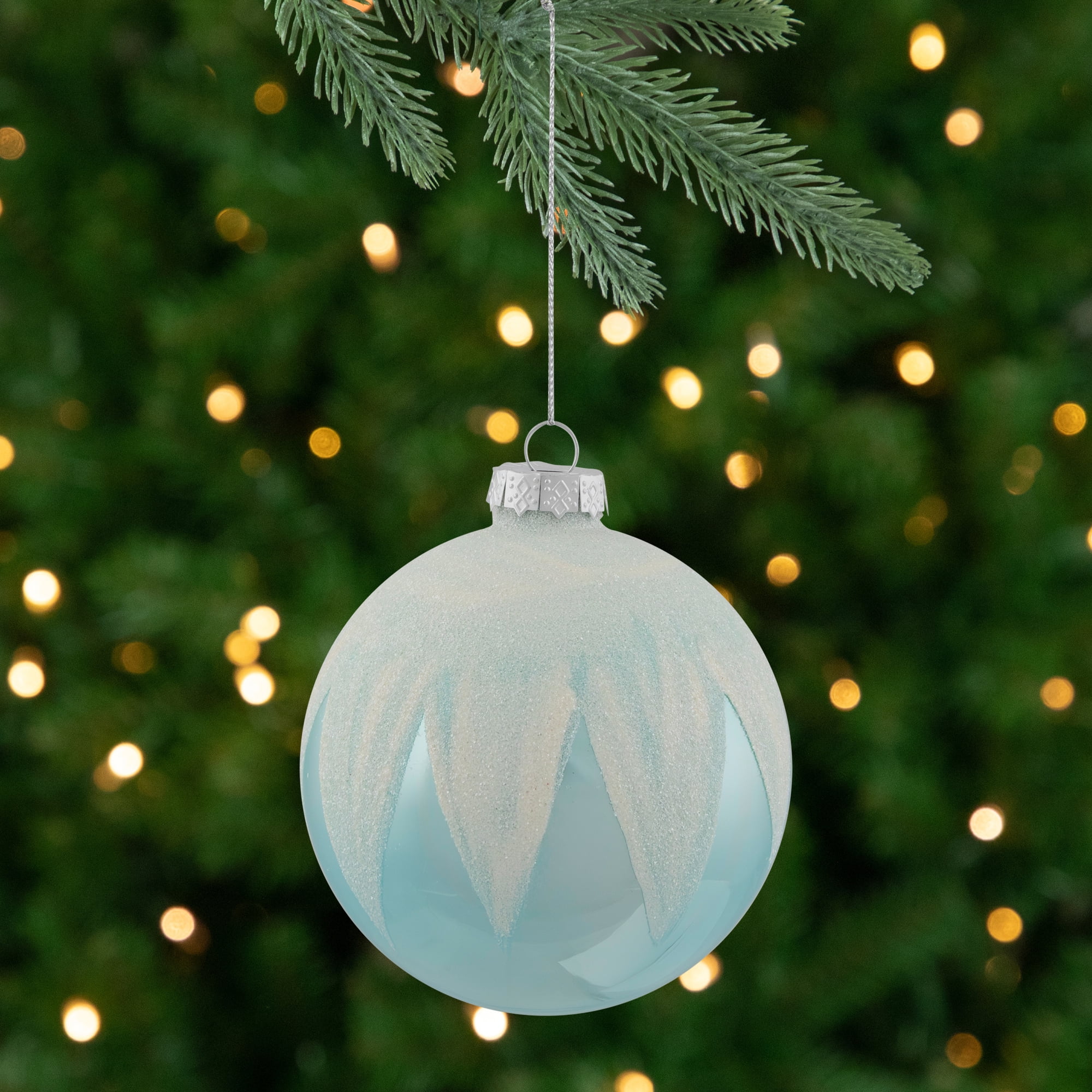 Northlight 4" Blue and White Glass Ball Christmas Ornaments