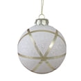 thumbnail image 1 of Northlight 4" Gilded Geometric Glass Ball Christmas Ornament - White, 1 of 3