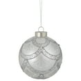 thumbnail image 1 of Northlight Glittered Cosmoid Glass Christmas Ball Ornament - 4" - Silver, 1 of 4