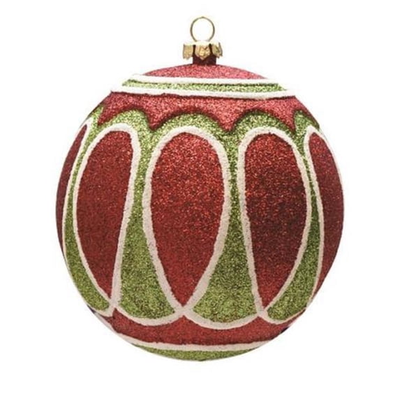Northlight 4" Glittered Shatterproof Jolly Christmas Ball Ornament - Red/Green