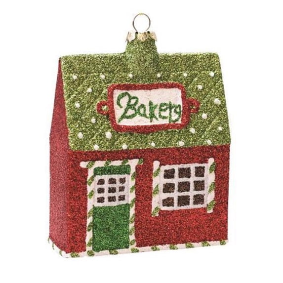 Northlight 4" Green and Red Glittered Shatterproof Bakery Christmas Ornament