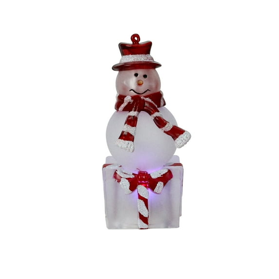 4" LED Lighted Color Changing Snowman with Top Hat Christmas Table Top Decoration