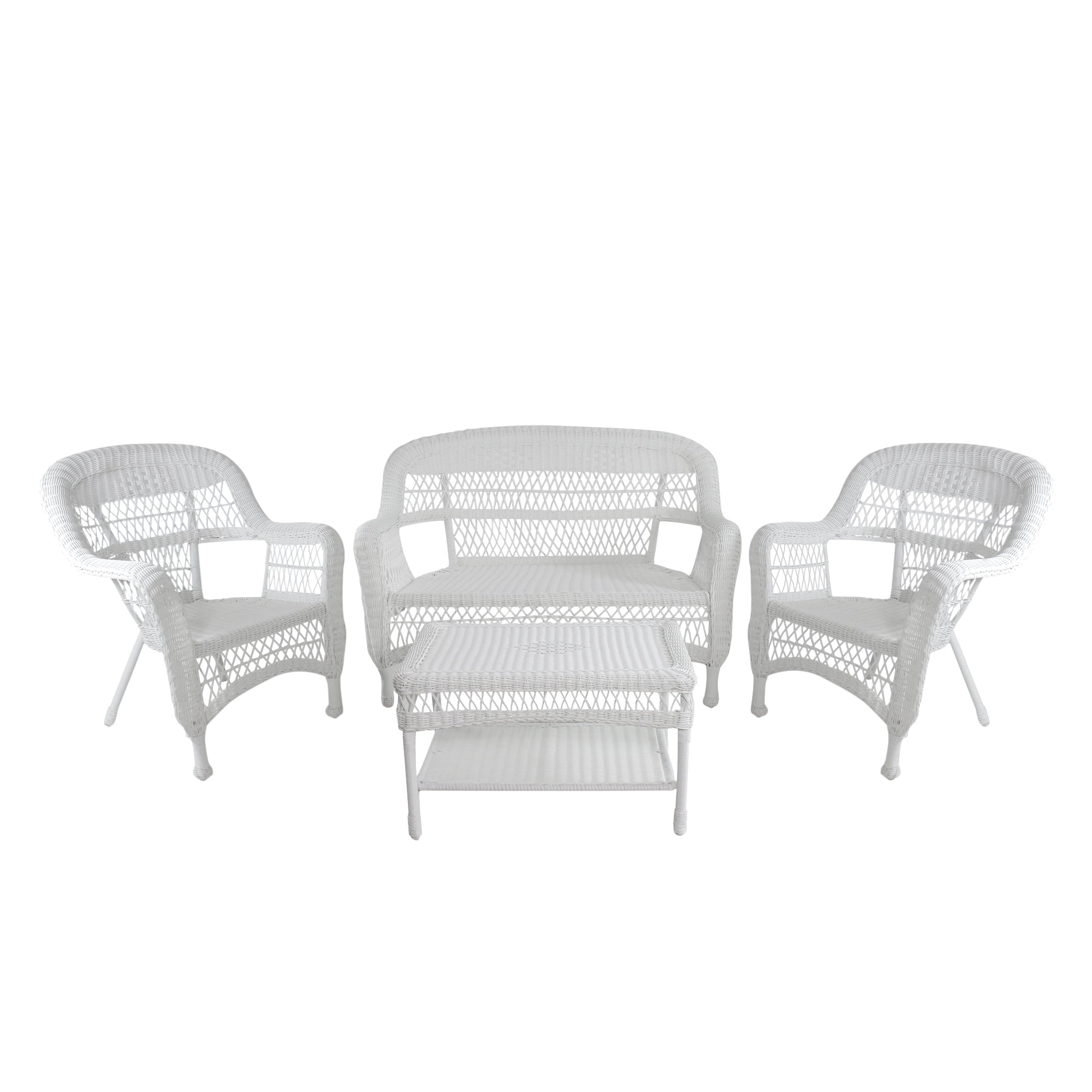 Northlight 4-Piece White Steel Resin Wicker Outdoor Patio Furniture Set 51"