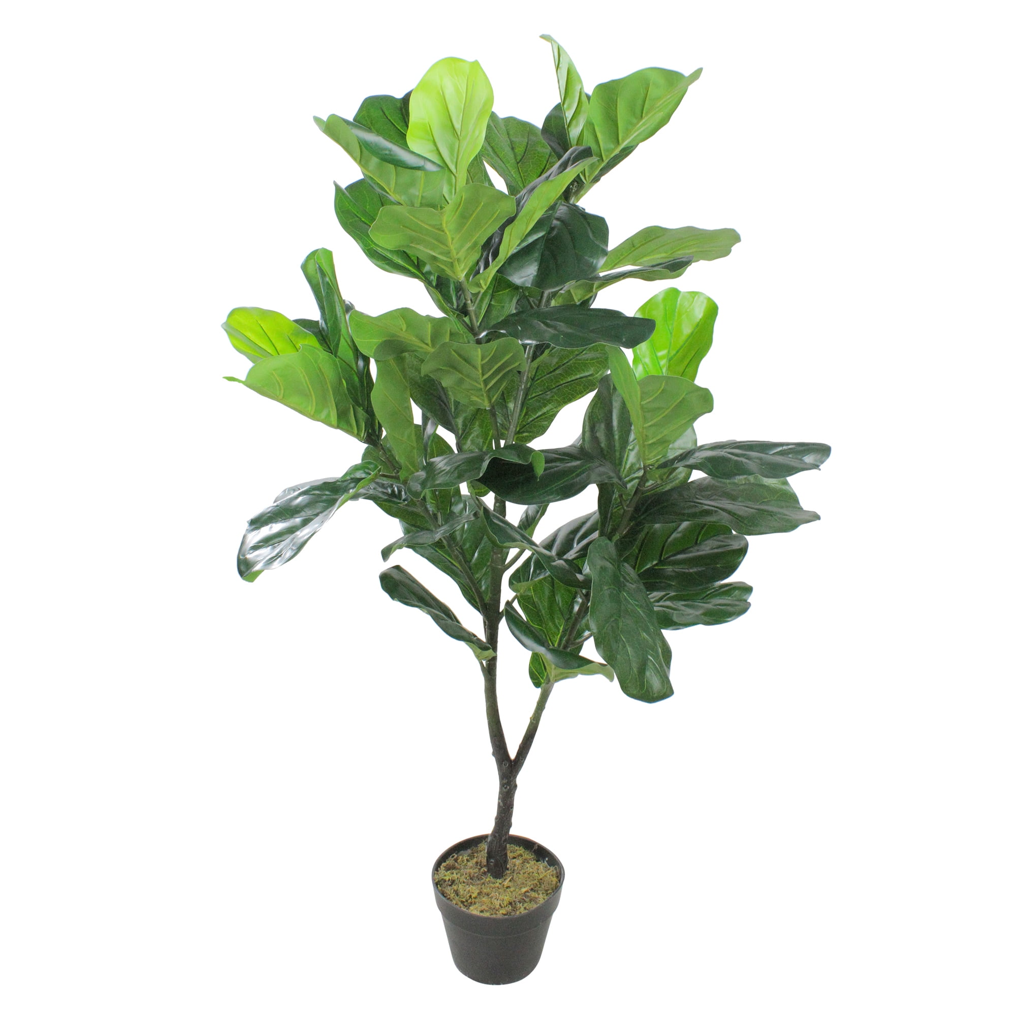 4' Green and Brown Potted Artificial Fiddle Leaf Fig Tree