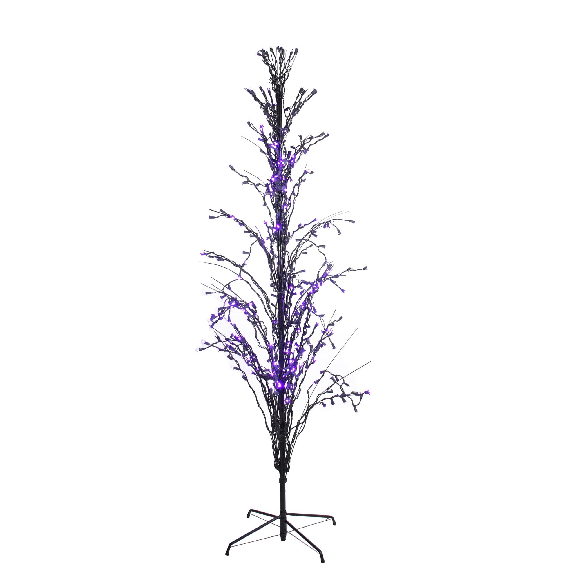 Northlight 4' PreLit Black Cascade Outdoor Halloween Twig Tree, Purple