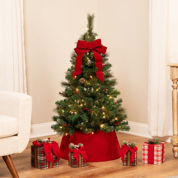 Northlight 4' Pre-Lit Frosted Carolina Berry Spruce Artificial Christmas Tree, Clear Lights