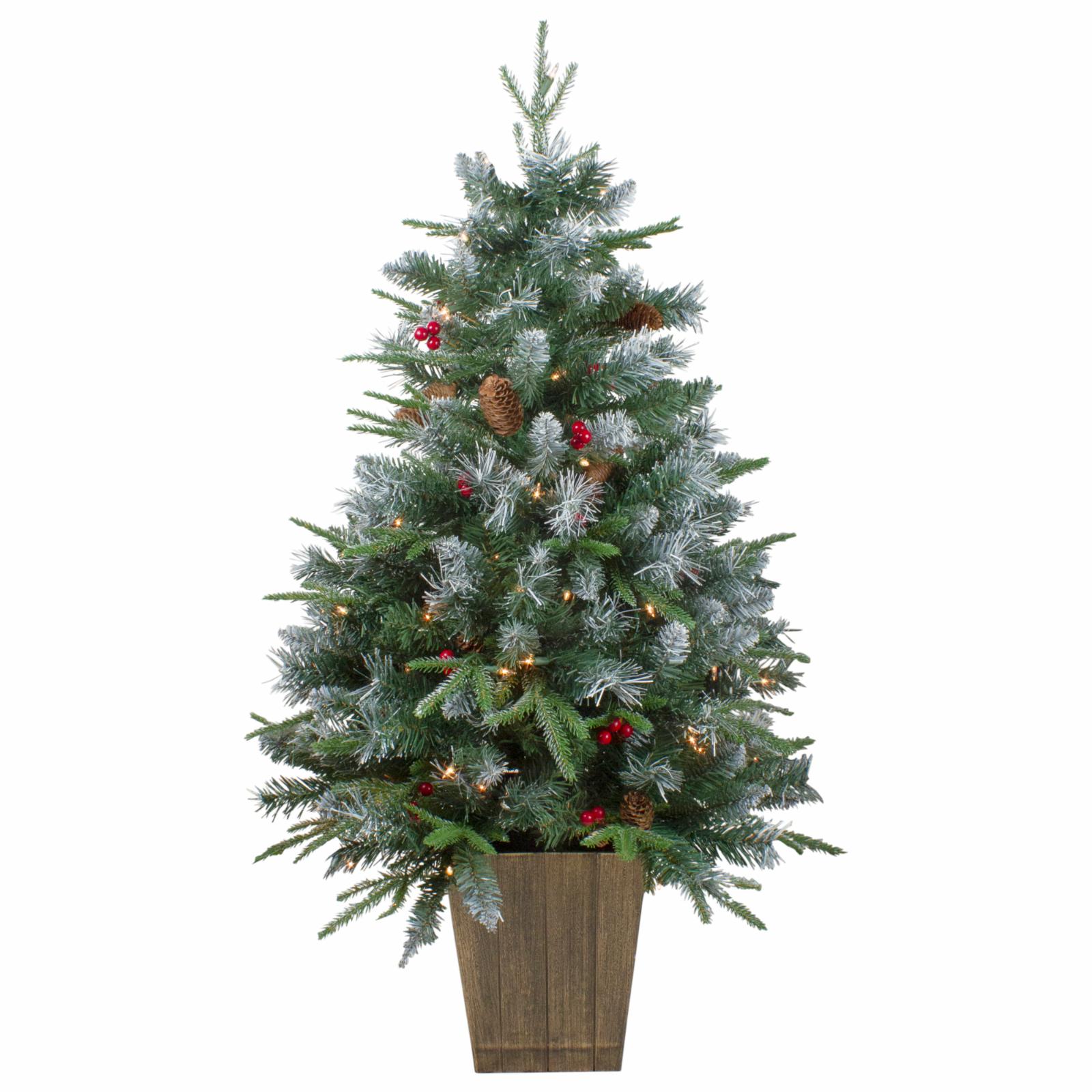 Northlight 4' PreLit Frosted Mixed Berry Pine Artificial Christmas