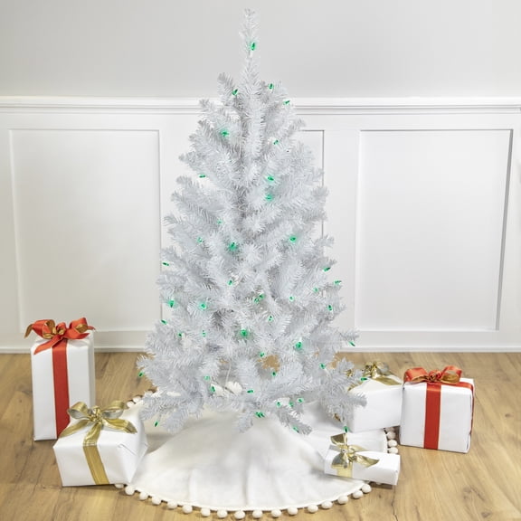 Northlight 4' Pre-Lit White Artificial Christmas Tree, Green Lights