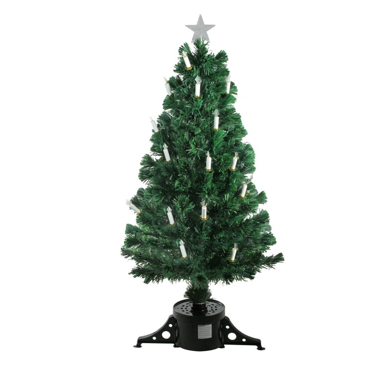 Northlight 4' Pre-Lit White Iridescent Fiber Optic Artificial Christmas Tree