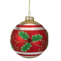 Northlight 4" Red Glittered Holly Berries Glass Christmas Ornament