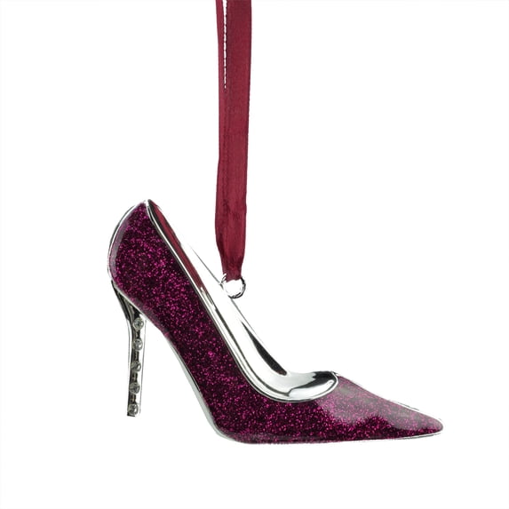 Northlight 4" Regal Silver-Plated Glittered Stiletto with European Crystals Christmas Ornament -