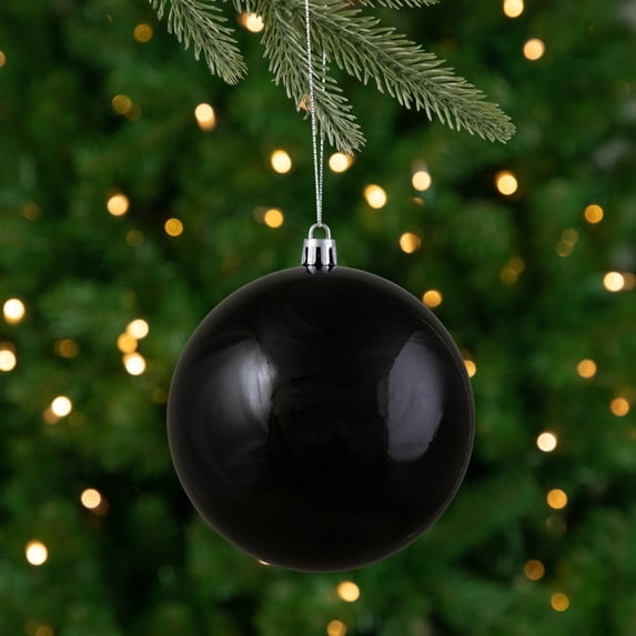 Northlight 4" Shiny Black Shatterproof Christmas Ball Ornament (100mm)