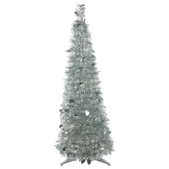 Northlight 4' Silver Tinsel Pop-Up Artificial Christmas Tree, Unlit