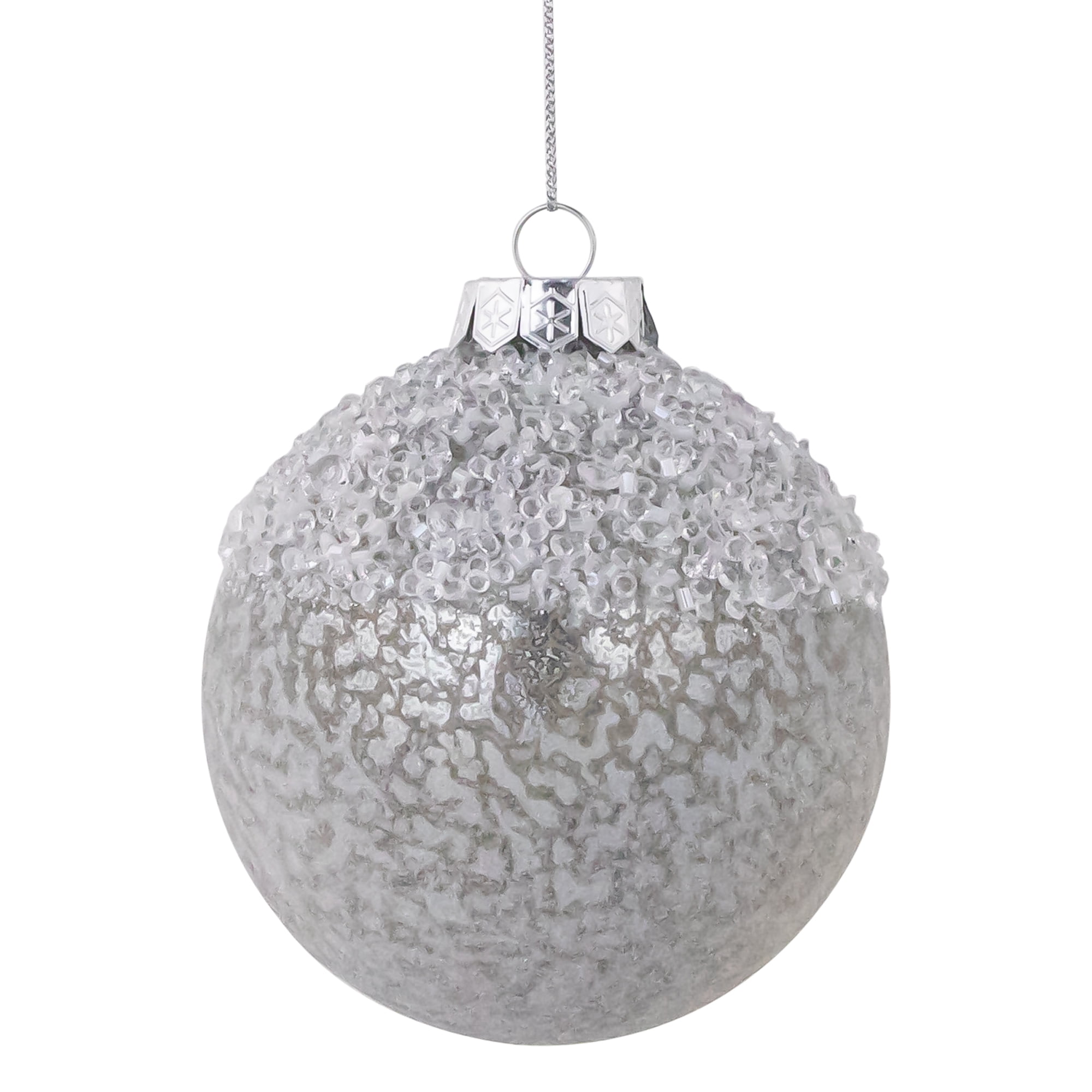 Northlight 4 Silver Diamond with Glitter Glass Christmas Ball Ornament