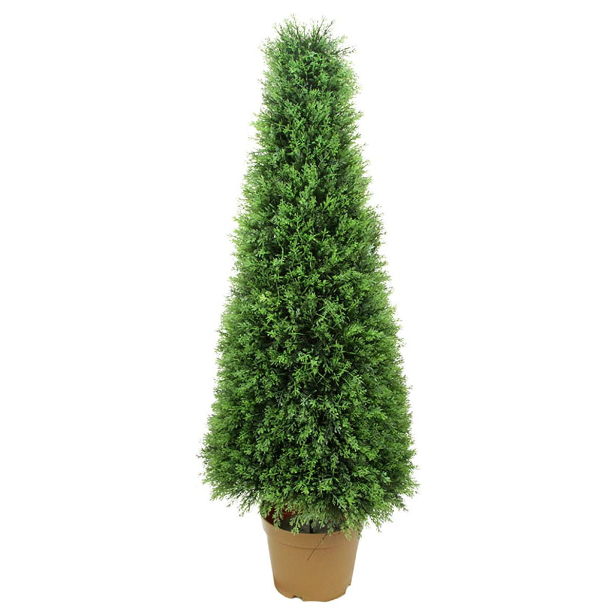 Northlight 4' Unlit Artificial Potted Two-Tone Cypress Tower Cone Topiary Tree