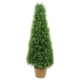 thumbnail image 1 of Northlight 4' Unlit Artificial Potted Two-Tone Cypress Tower Cone Topiary Tree, 1 of 3