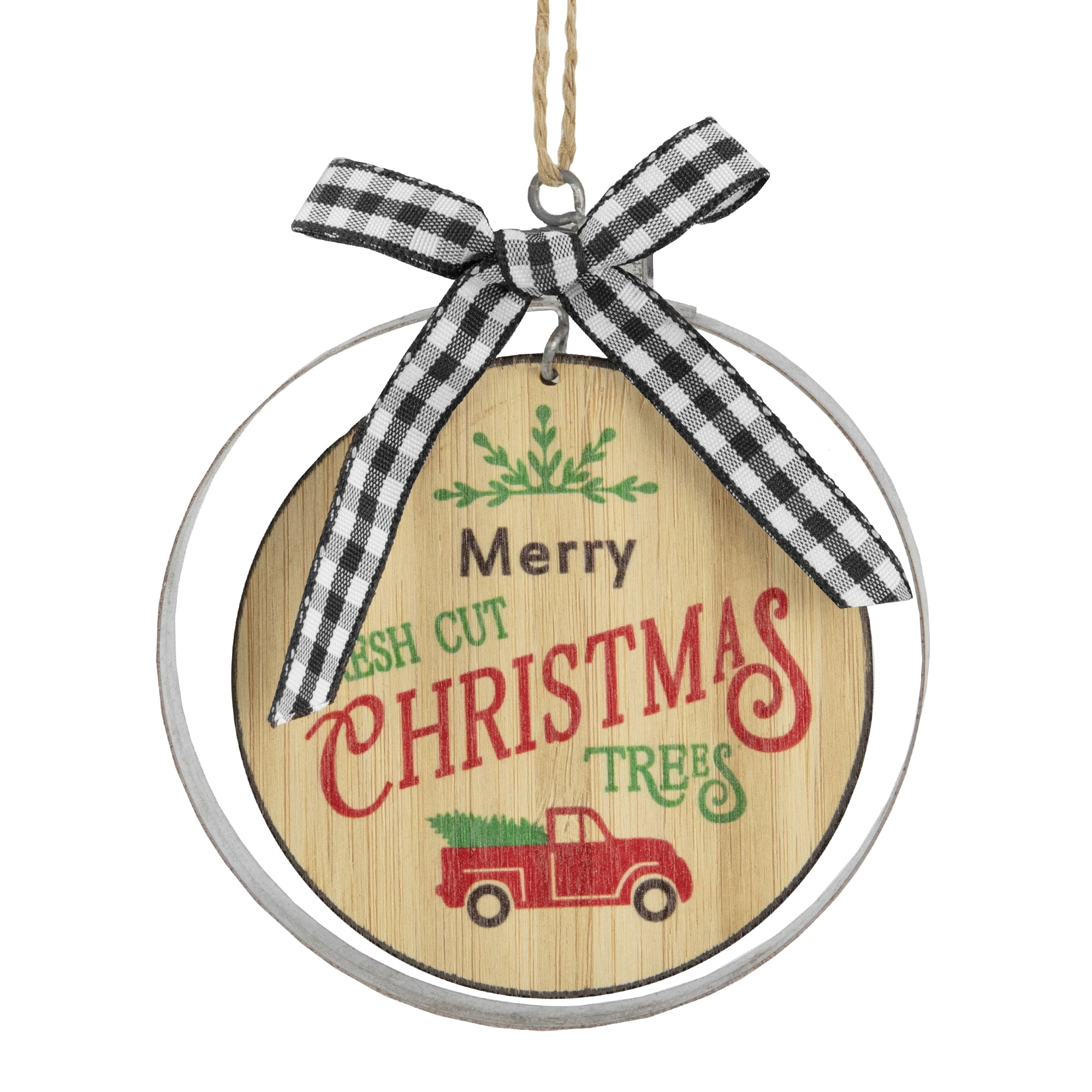 Northlight 4" Wood "Merry Christmas Fresh Cut Trees" Ornament