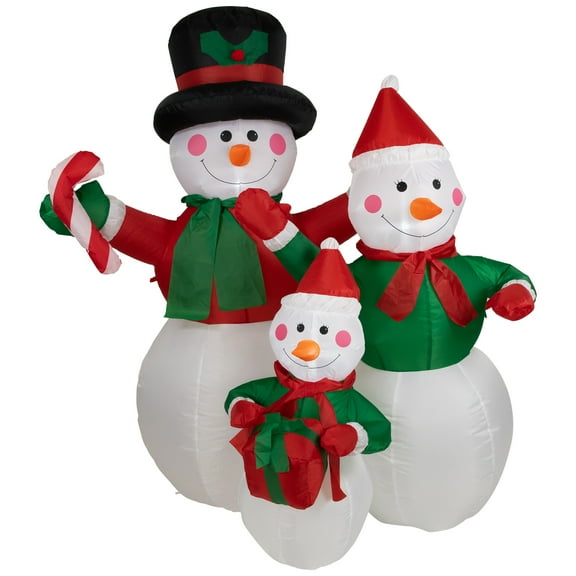 Northlight Inflatable Lighted Snowman Family Christmas Yard Art Decoration - 4'