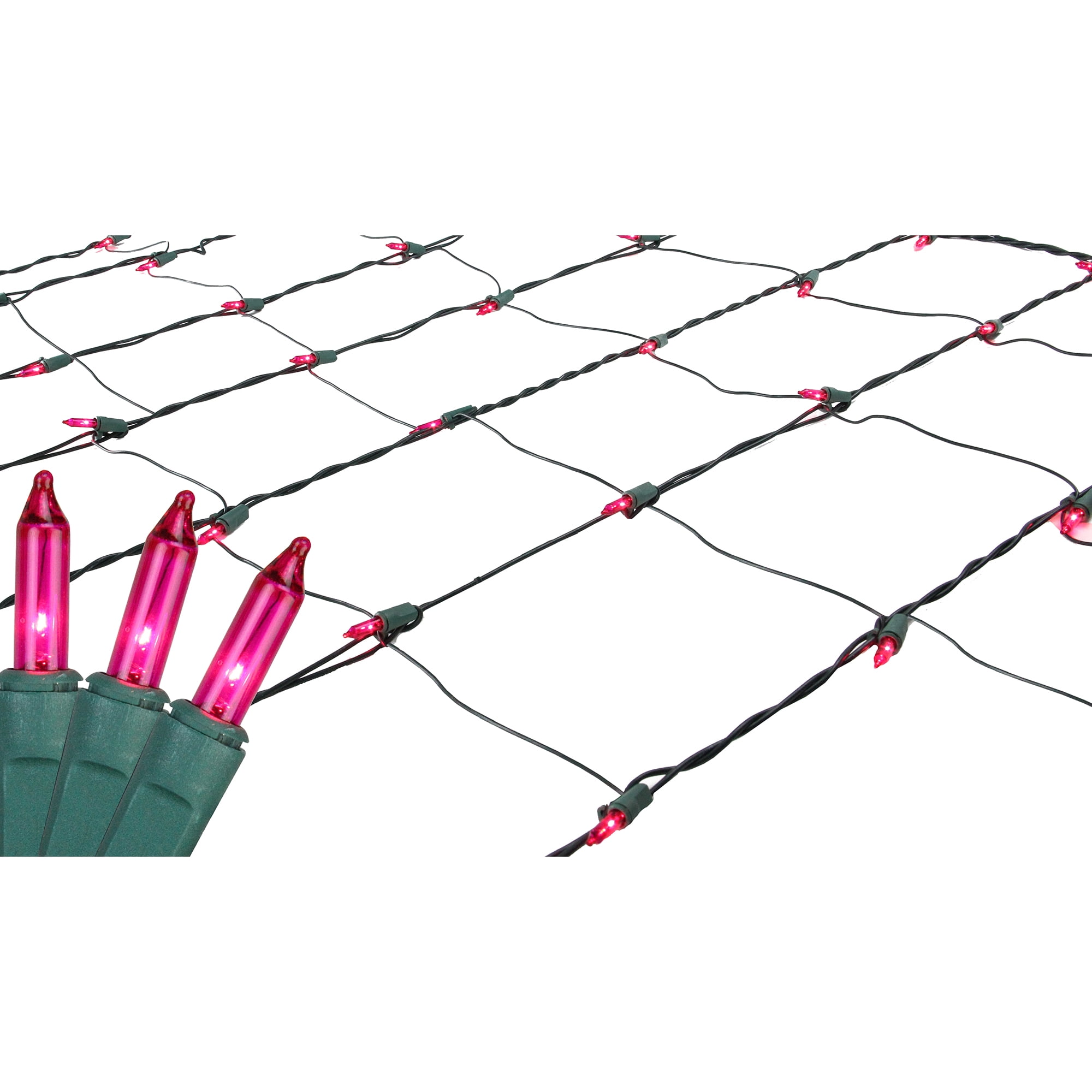 Northlight Mini Net Style Incandescent Christmas Lights - 4' x 6' - Pink - Green Wire