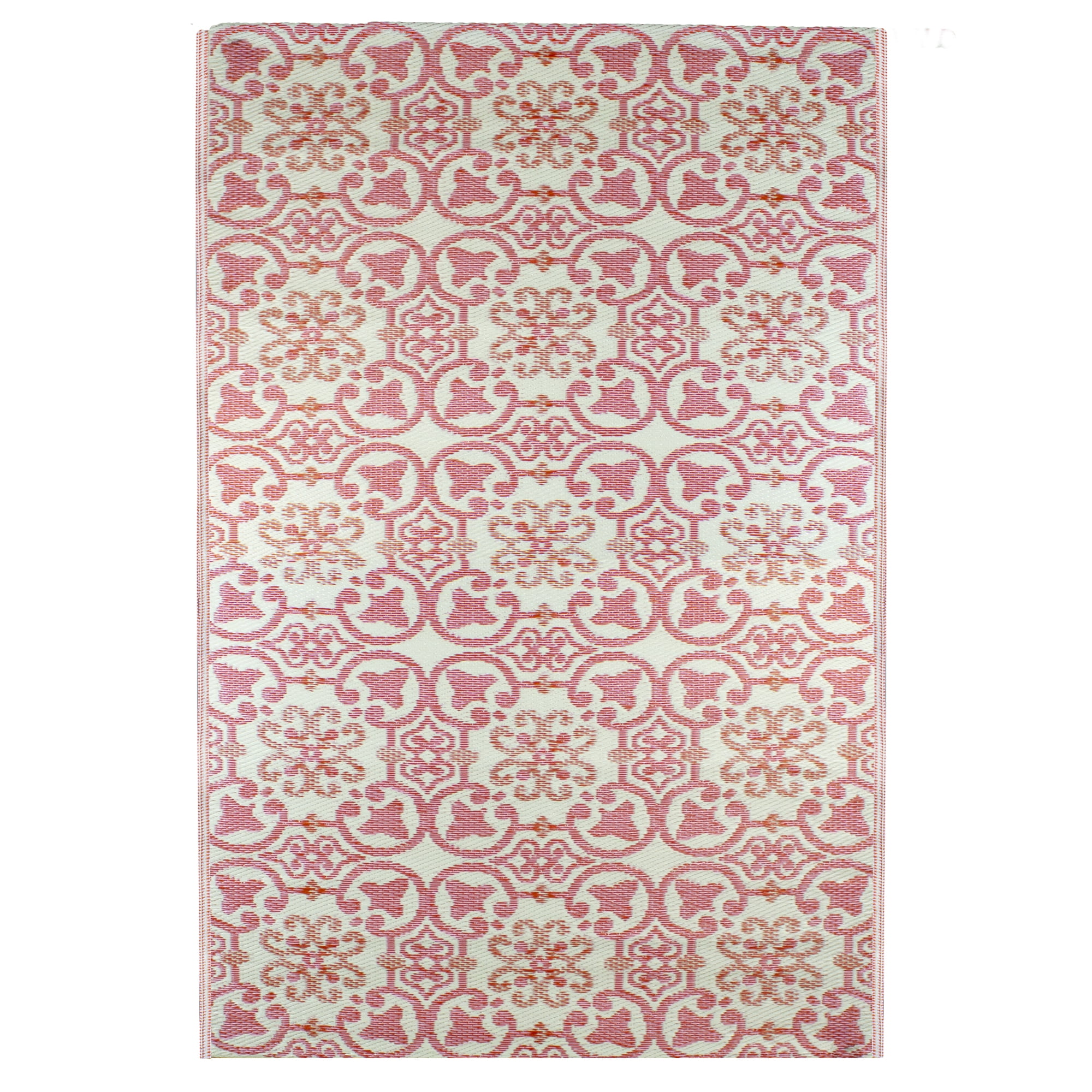 Elegant Pink and Cream Floral 4' x 6' Synthetic Area Rug