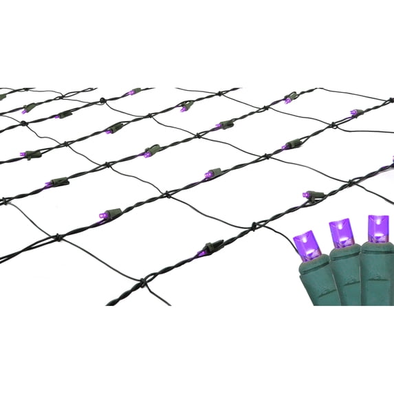 Northlight Net Style LED Tree Trunk Wrap Christmas Lights - 4' x 6' - Purple - Green Wire