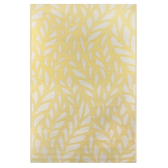 Northlight 4' x 6' Yellow and White Floral Rectangular Outdoor Area Rug