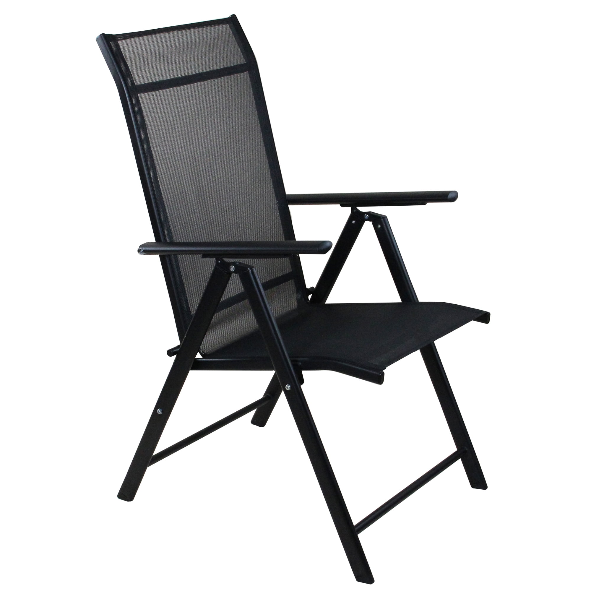 Northlight 40" Black Steel and Mesh Foldable Reclining Patio Arm Chair