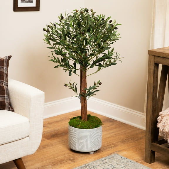 Northlight Artificial Olive Tree with Foliage In a Black Pot - 40"
