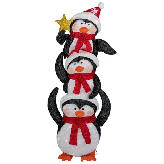 Northlight 41" Lighted Stacked Penguin Family Outdoor Christmas Decoration
