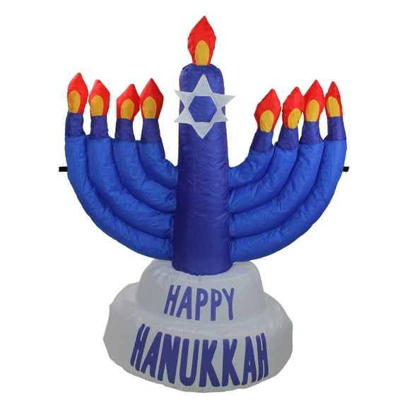 Northlight 42" Pre-Lit Inflatable Outdoor Hanukkah Menorah - Blue/Orange
