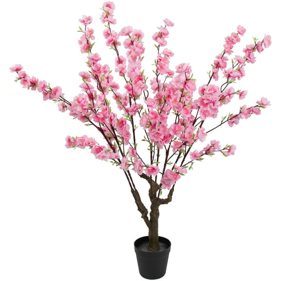 Northlight 43.5" Artificial Potted Peach Floral Blossom Tree
