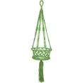 thumbnail image 1 of Northlight 43" Green Lattice Pattern Macrame Hanging Planter Holder, 1 of 7