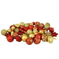 thumbnail image 1 of 43ct Red and Gold Shatterproof 3-Finish Christmas Ornaments 6.5" (160mm), 1 of 1