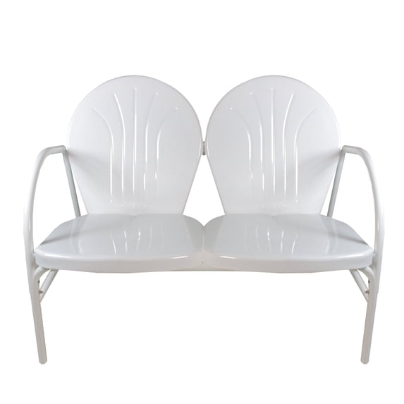 Northlight 47-Inch Outdoor Retro Tulip Steel Loveseat, White
