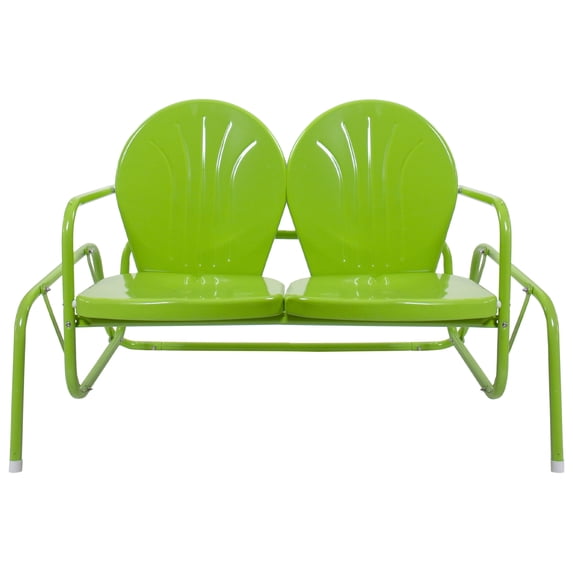 Northlight 48.25" Outdoor Retro Metal Tulip Double Glider Patio Chair, Lime Green