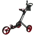 thumbnail image 1 of Northlight 48" Black and Red Easy Folding 3 Wheel Golf Bag Push Cart, 1 of 7