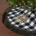 thumbnail image 1 of Northlight 48" Black and White Buffalo Plaid Christmas Tree Skirt with Burlap Snowflake, 1 of 5
