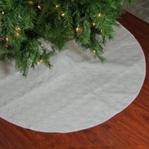 Northlight 48" Cream Quilted Christmas Hexagon Tree Skirt with Velvety Trim