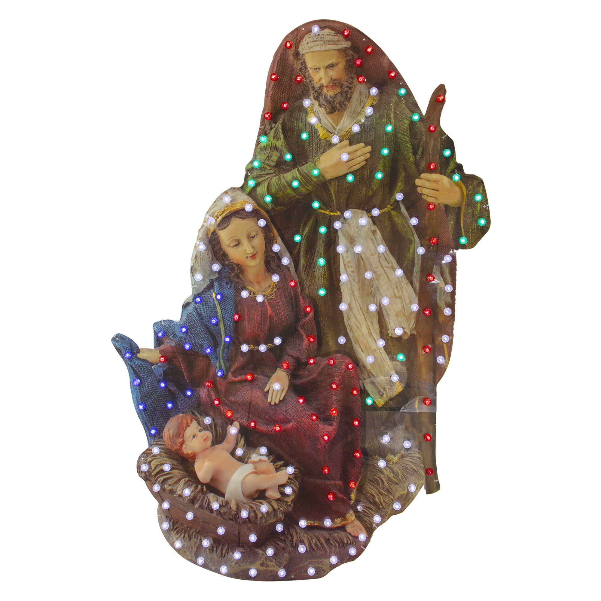 48" Multicolor LED Lighted Holy Family Christmas Nativity Scene