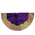 thumbnail image 1 of Northlight 48" Purple Velveteen Christmas Tree Skirt with Gold Flourish Two Tone Border, 1 of 3