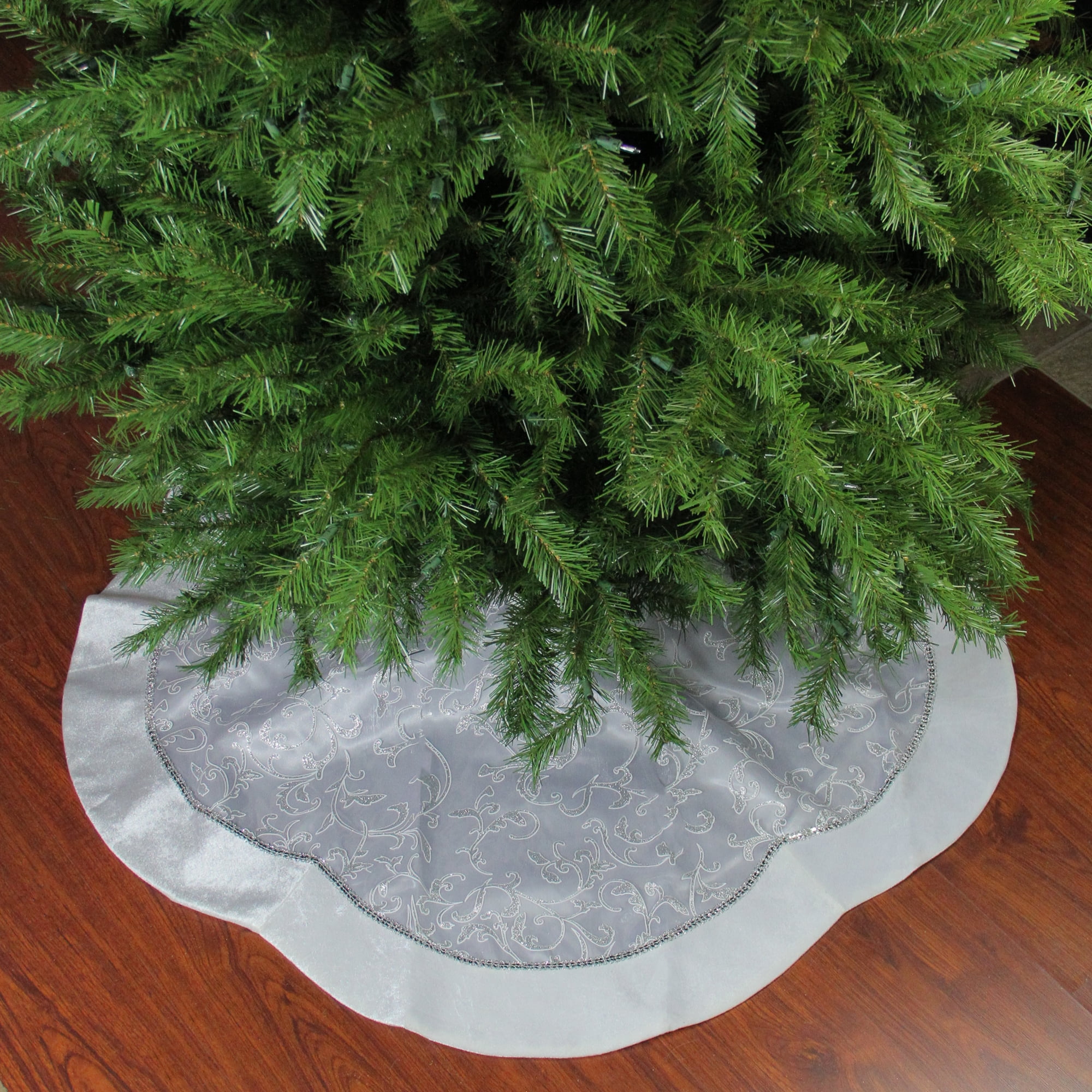 White Felt Scalloped Edge 48" Christmas Tree Skirt