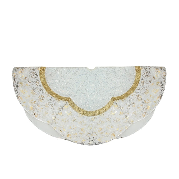 Northlight 48" Silver and Gold Flourish Swirl Christmas Tree Skirt with Scalloped Trim