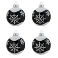 thumbnail image 1 of Northlight 4ct Alpine Chic Shiny Black with White Snowflake Design Glass Ball Christmas Ornaments, 1 of 1