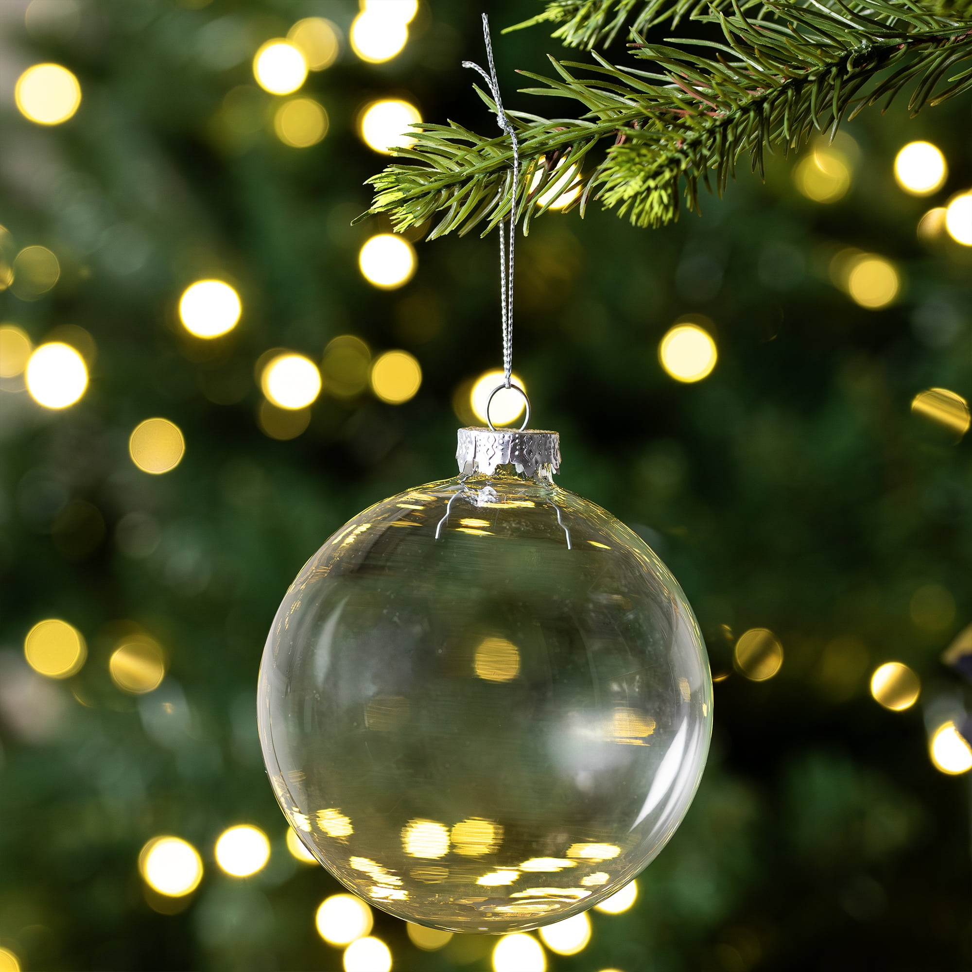 Northlight Glass Ball Christmas Ornaments - 4" (100mm) - Clear - 4ct